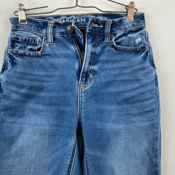 American Eagle Women's Jeans Size 00 Distressed Mom Regular Soft Stretch Denim - Picture 5 of 16